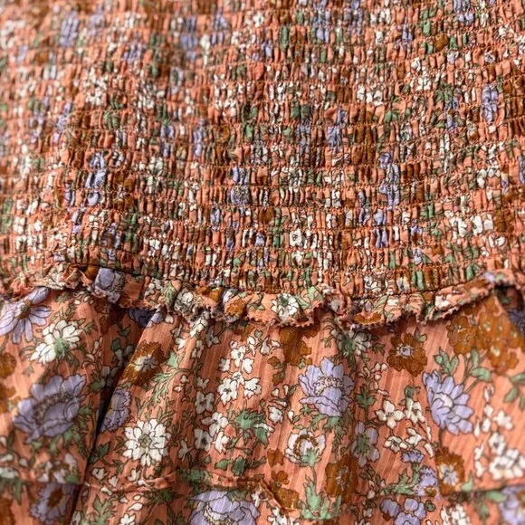Veronica Beard Melodie Multicolor Floral Smocked Ruffle Mini Skirt Womens Size 4 - Picture 4 of 5